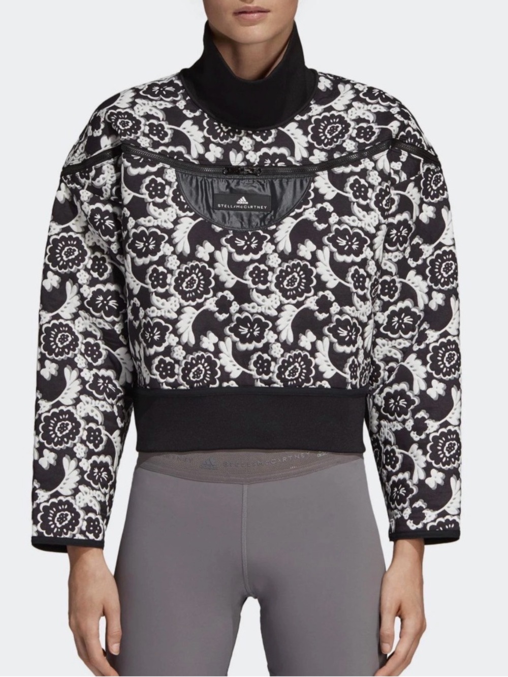 Adidas by Stella McCartney Black & White Floral Quilted Pullover